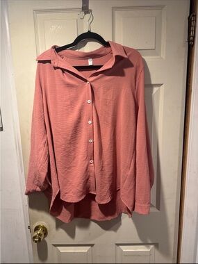 Relaxed Dusty Rose Button-Down Shirt